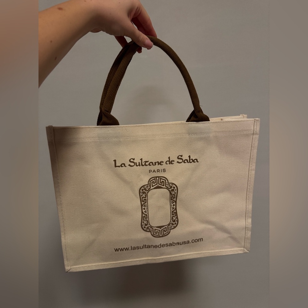 La Sultane de Saba Cream and Brown Tote Bag